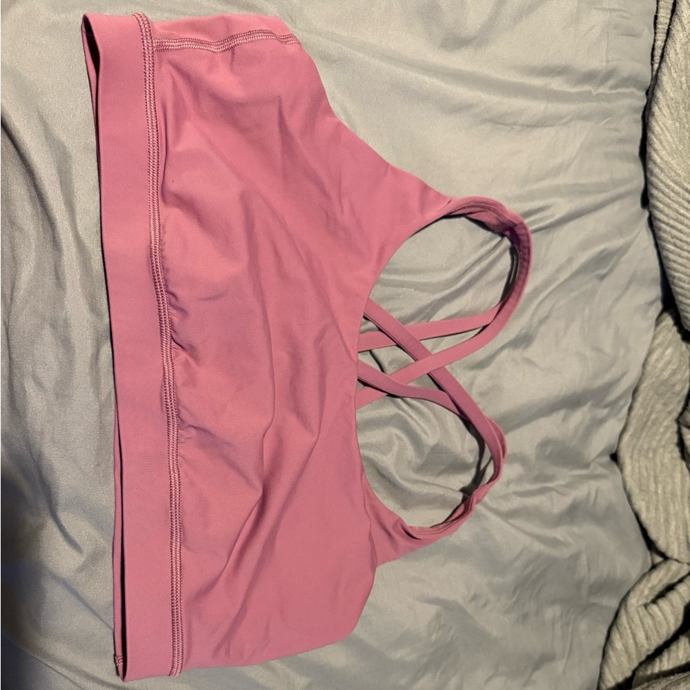 Pink Strappy Sports Bra